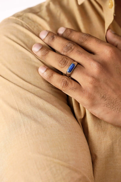 Glamon Lapis Ring – Natural Lapis Lazuli Stone Ring for Men | Premium 316L Stainless Steel | Waterproof