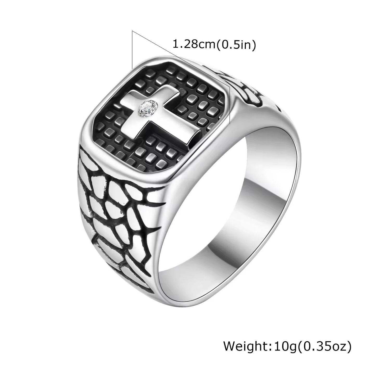 Glamon Guardian Cross Ring for Men Premium Stainless Steel Waterproof Luxury Silver Ring