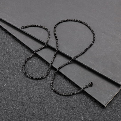 Glamon Stainless Steel Black Color Wheat Chain For Men Women