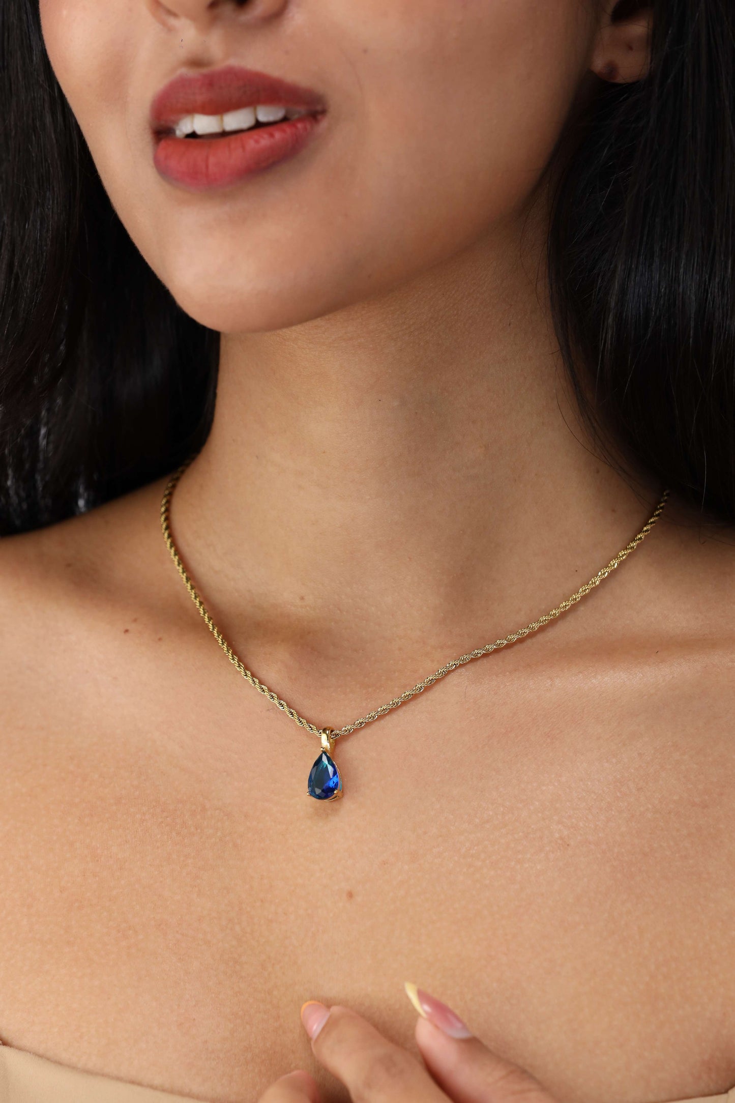 Elegant Birthstone Necklace Gold Coated – Rope Chain Jewelry Gift for Her Sri Lanka