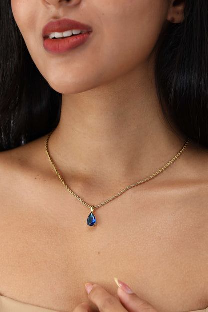 Elegant Birthstone Necklace Gold Coated – Rope Chain Jewelry Gift for Her Sri Lanka