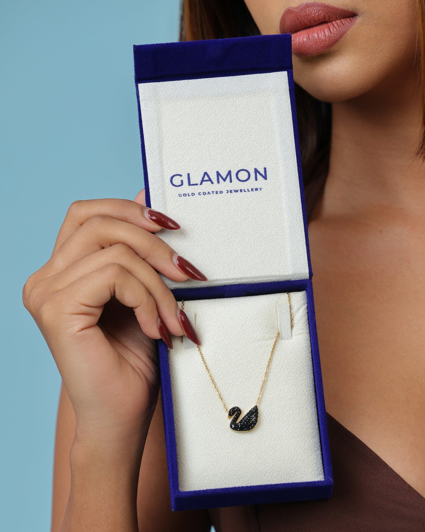 Glamon Black Swan Necklace for Girls – Gold Coated High Quality Waterproof Swan Necklace