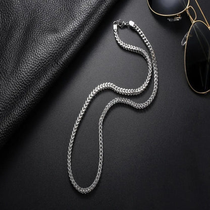 3mm Thick Diamond Cut Franco Chain Stainless Steel Never Fade Necklace For Men Women