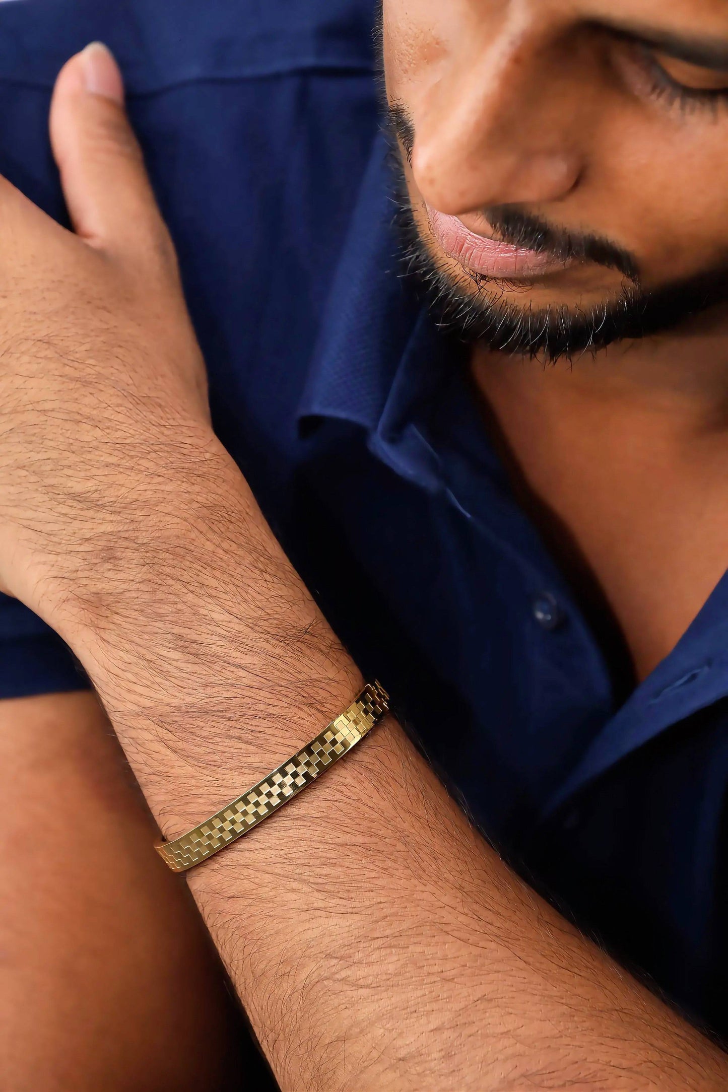 Glamon Royal Bangle Gold Bracelet for Men | Premium 316L Stainless Steel Waterproof Luxury Jewellery Gift For Boyfriend