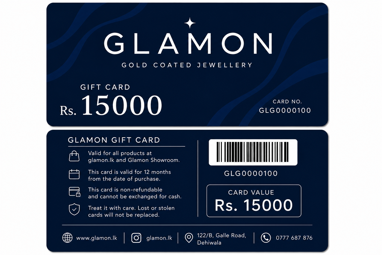 Glamon Gift Card Rs. 15,000 | Premium Jewellery Gift Voucher Sri Lanka
