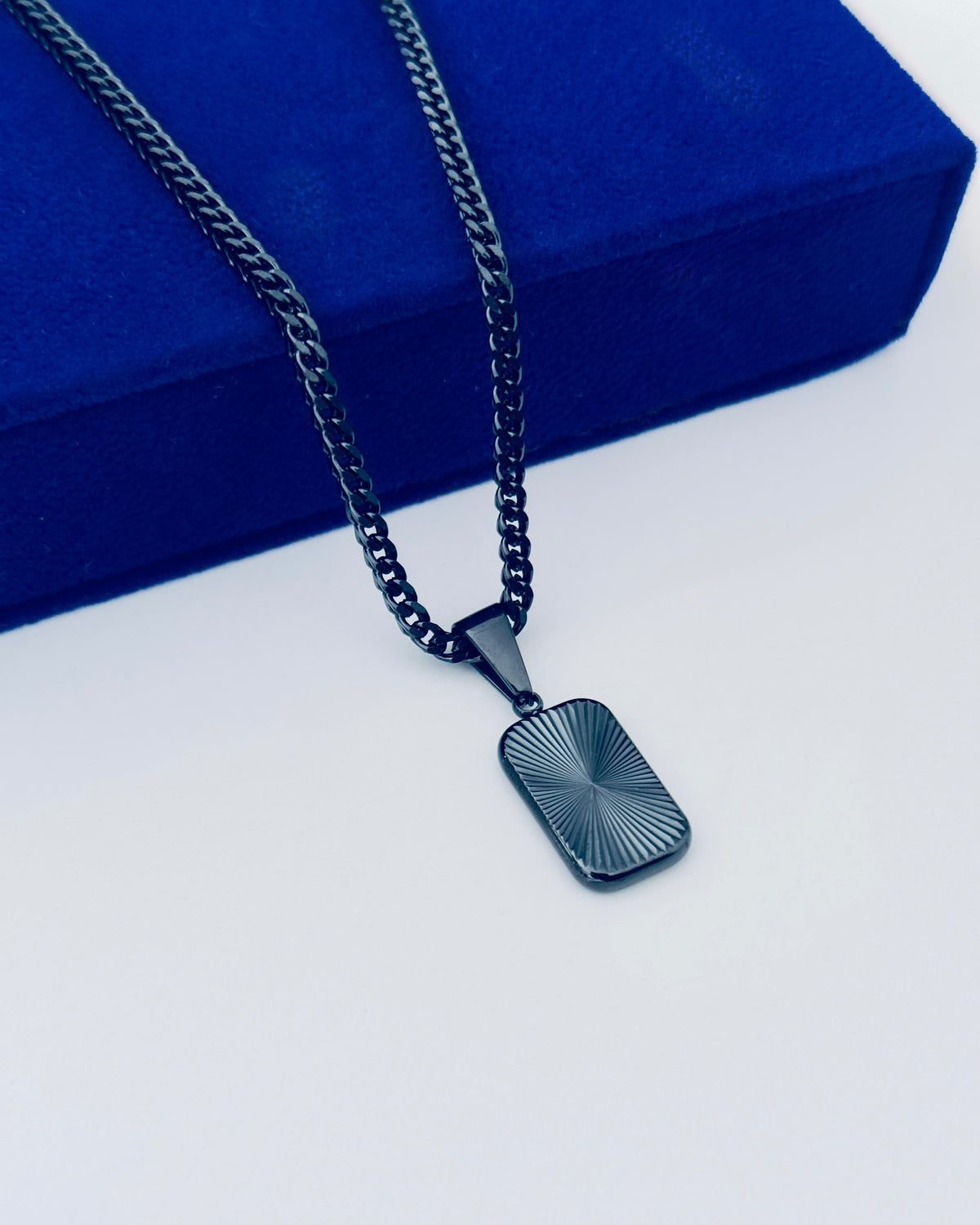 Glamon Solaris Necklace – Black | 3mm Franco Chain for Men