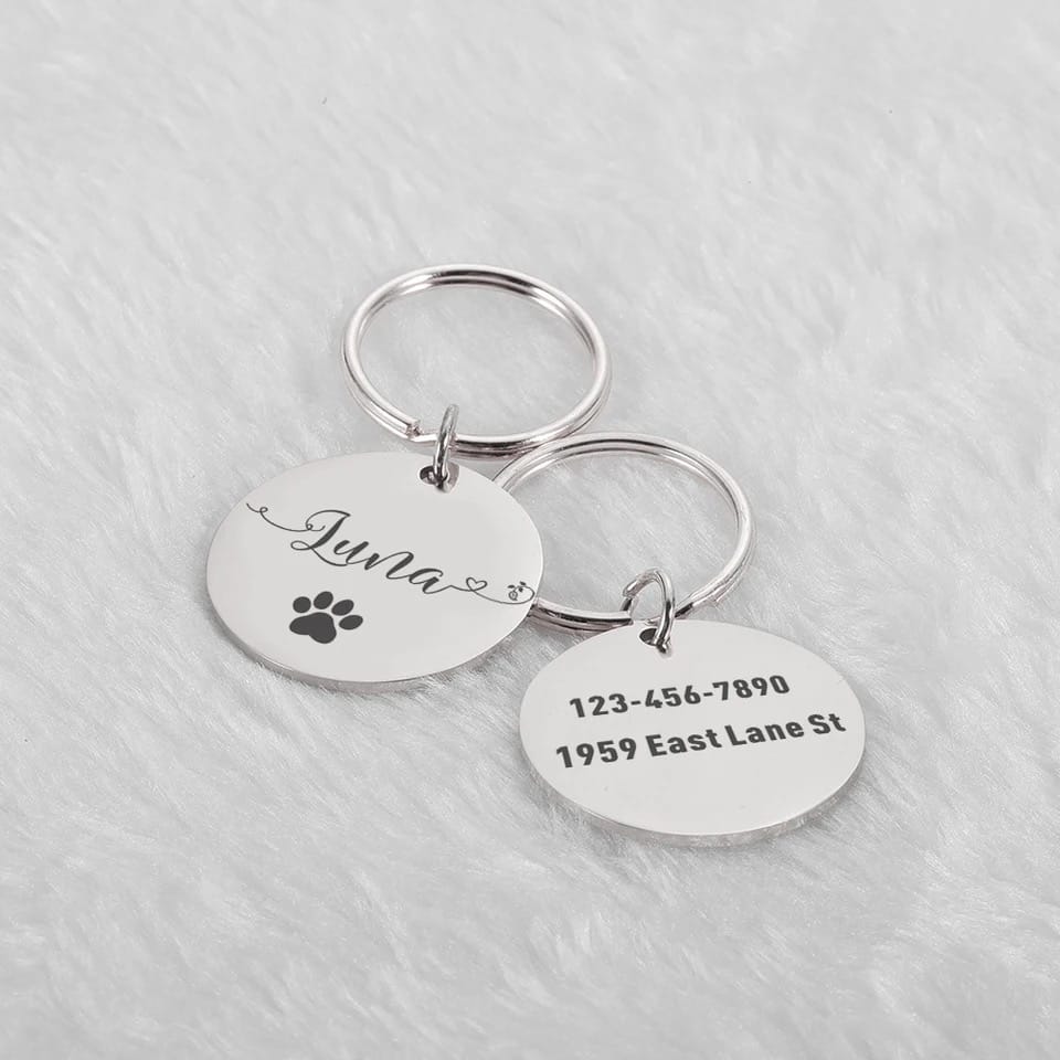 Personalized Pet Cat Dog ID Tag pendant Custom Engraved pet name tag Stainless Steel Name Products