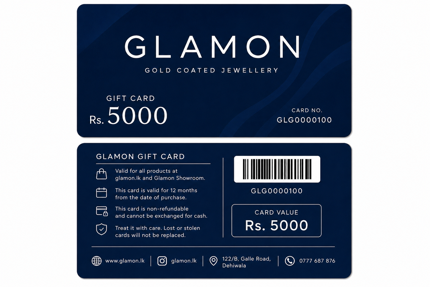 Glamon Gift Card Rs. 5000 | Premium Jewellery Gift Voucher Sri Lanka
