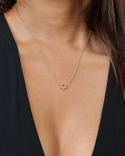 Glamon Dazzle Round Necklace – Gold Coated Zircon Necklace for Girls High Quality Waterproof Jewelry