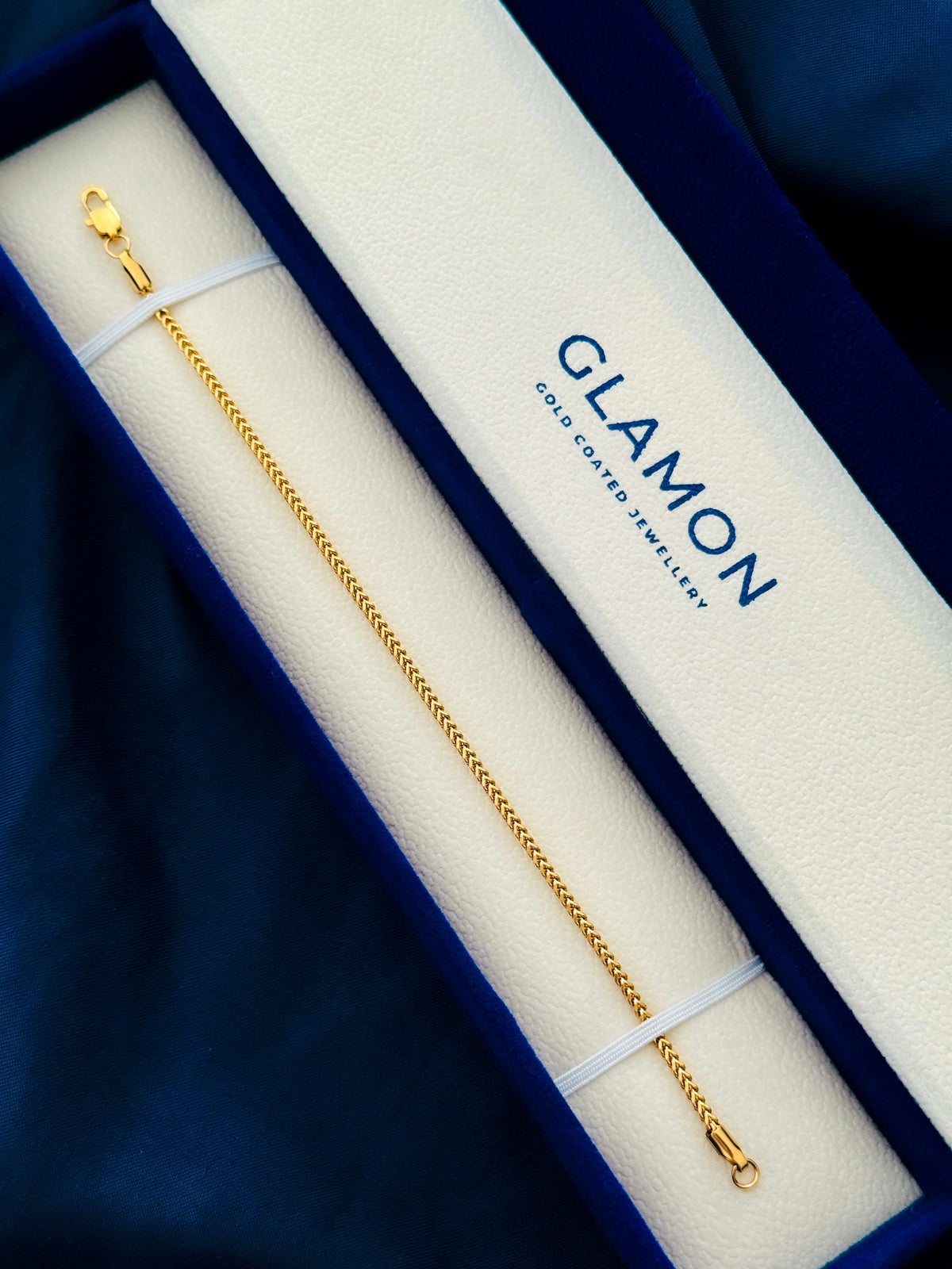 Glamon Signature 2mm Diamond-Cut Franco Bracelet | Unisex Gold-Coated Stainless Steel Waterproof Bracelet