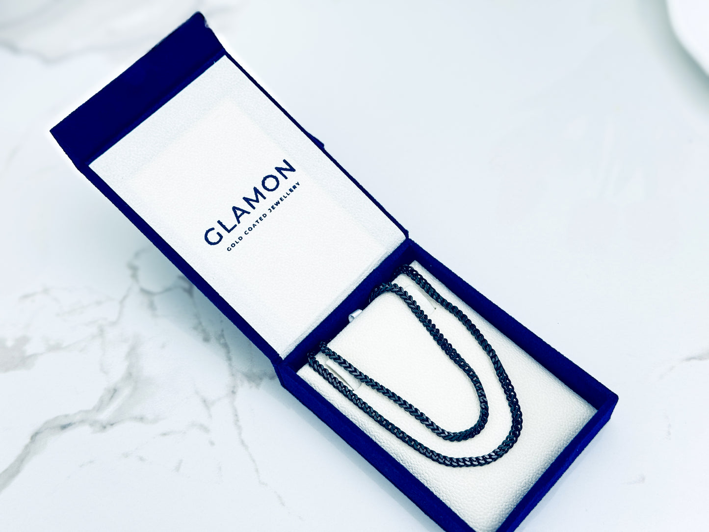 Glamon 3mm Black Franco Box Chain Necklace for Men – Premium Minimal Stainless Steel Chain