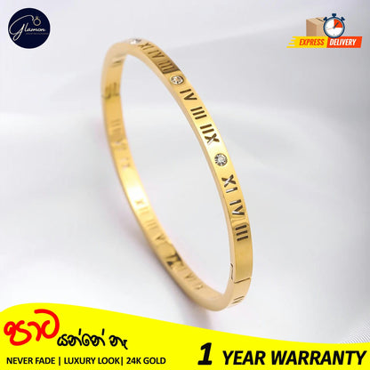 Luxury Roman Numerals Bracelet For Girls High Quality Elegant Bangle For Women Gold Jewellery Stainless Steel Cartier Bangles For Girls Wedding Beslet For Girls CZ Rhinestone Bracelets & Bangles For Women Gifts For Girlfriend