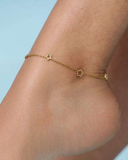 Glamon Stella Anklet – Gold-Coated Star Anklet for Women | Waterproof 316L Stainless Steel