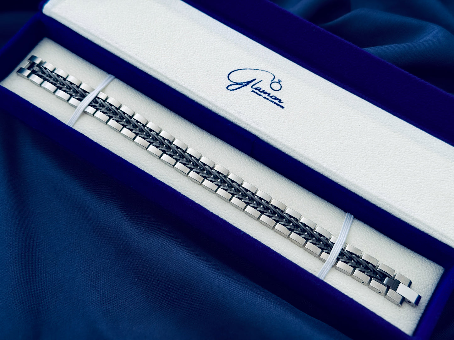 Glamon Titan Weave Bracelet – Dual Tone Silver