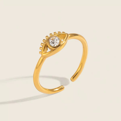 Glamon Evil Eye Ring for Women – Luxury Gold Coated Adjustable Ring, Waterproof CZ Stone Gift for Her