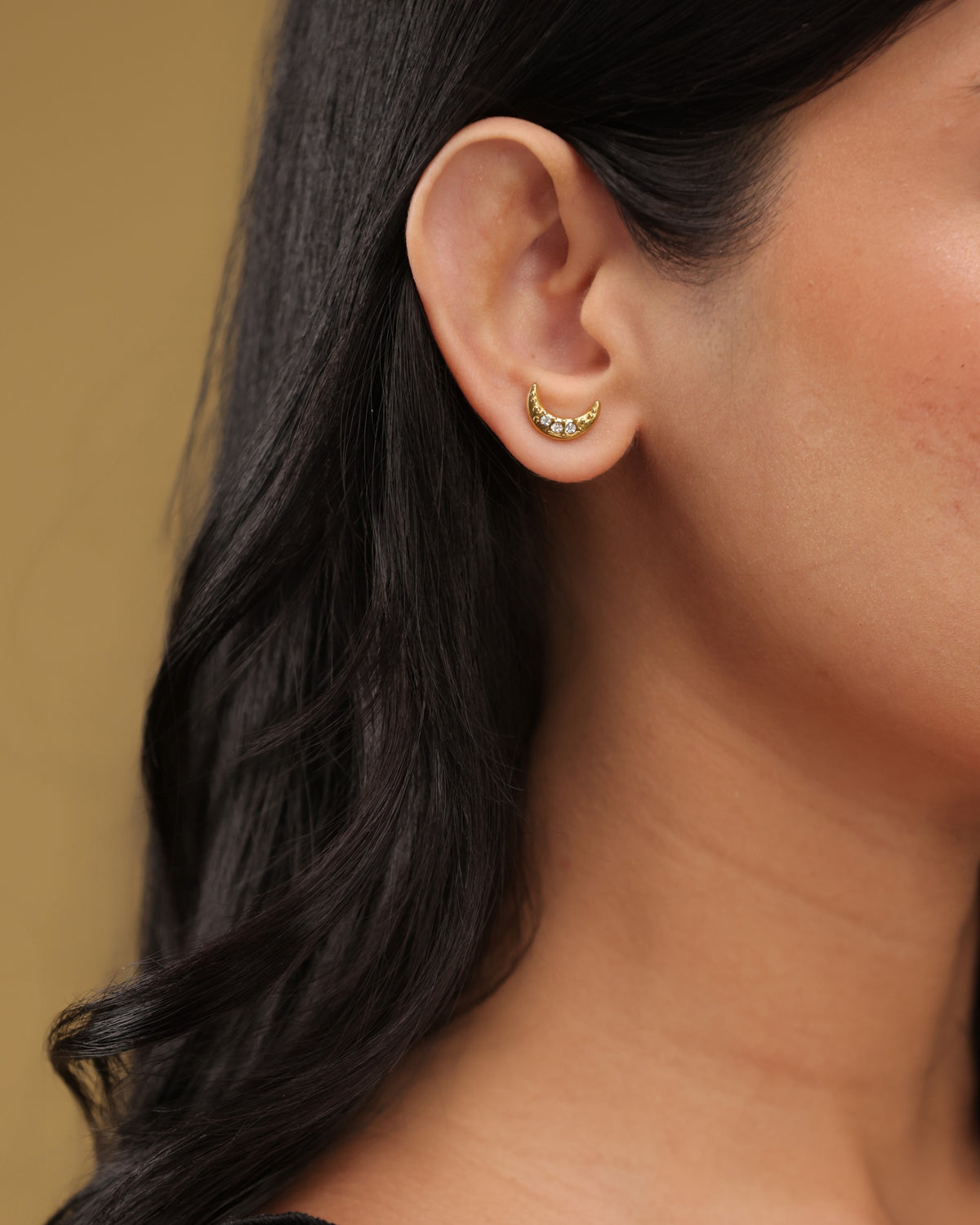 Glamon Moonlight Glow Stud Earrings for Women – Gold Stainless Steel High Quality Waterproof