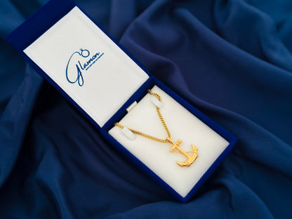 Anchor Pendant with Franco Box Chain - GOLD COATED High Quality