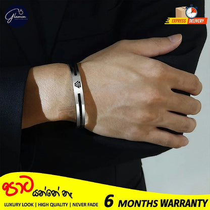 Mens Bangle Vikings Logo Cuff Silver Bracelet For Men 316L Stainless Steel Oval Shape Bangle For Boys Adjustable Mens Bracelet