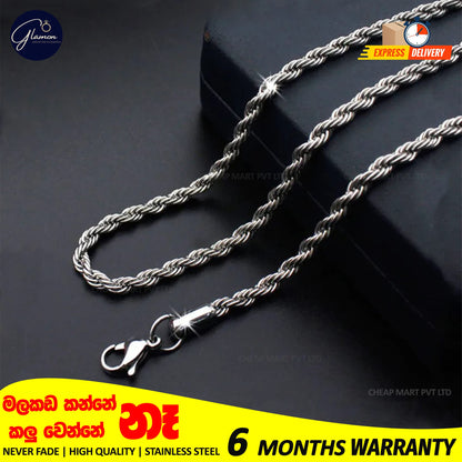 3mm-5mm Rope Chain Necklace Stainless Steel Never Fade Waterproof Men Women Necklaces
