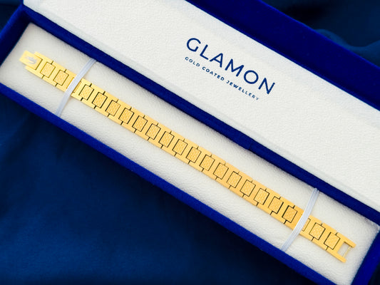 Glamon Monarch Link Bracelet – Luxury Gold-Coated Stainless Steel Bracelet for Men | Waterproof Premium Gift with 6-Month Warranty | Sri Lanka Exclusive