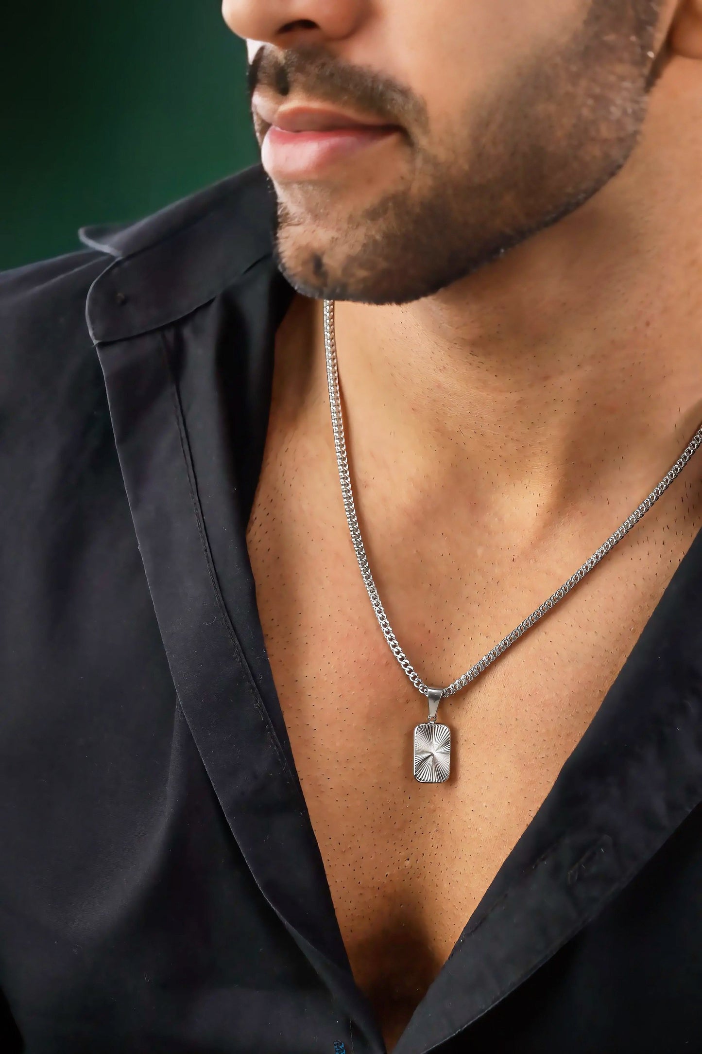 Glamon Solaris Silver Necklace – Luxury Waterproof Men’s Pendant Necklace | Premium 316L Stainless Steel Franco Box Chain