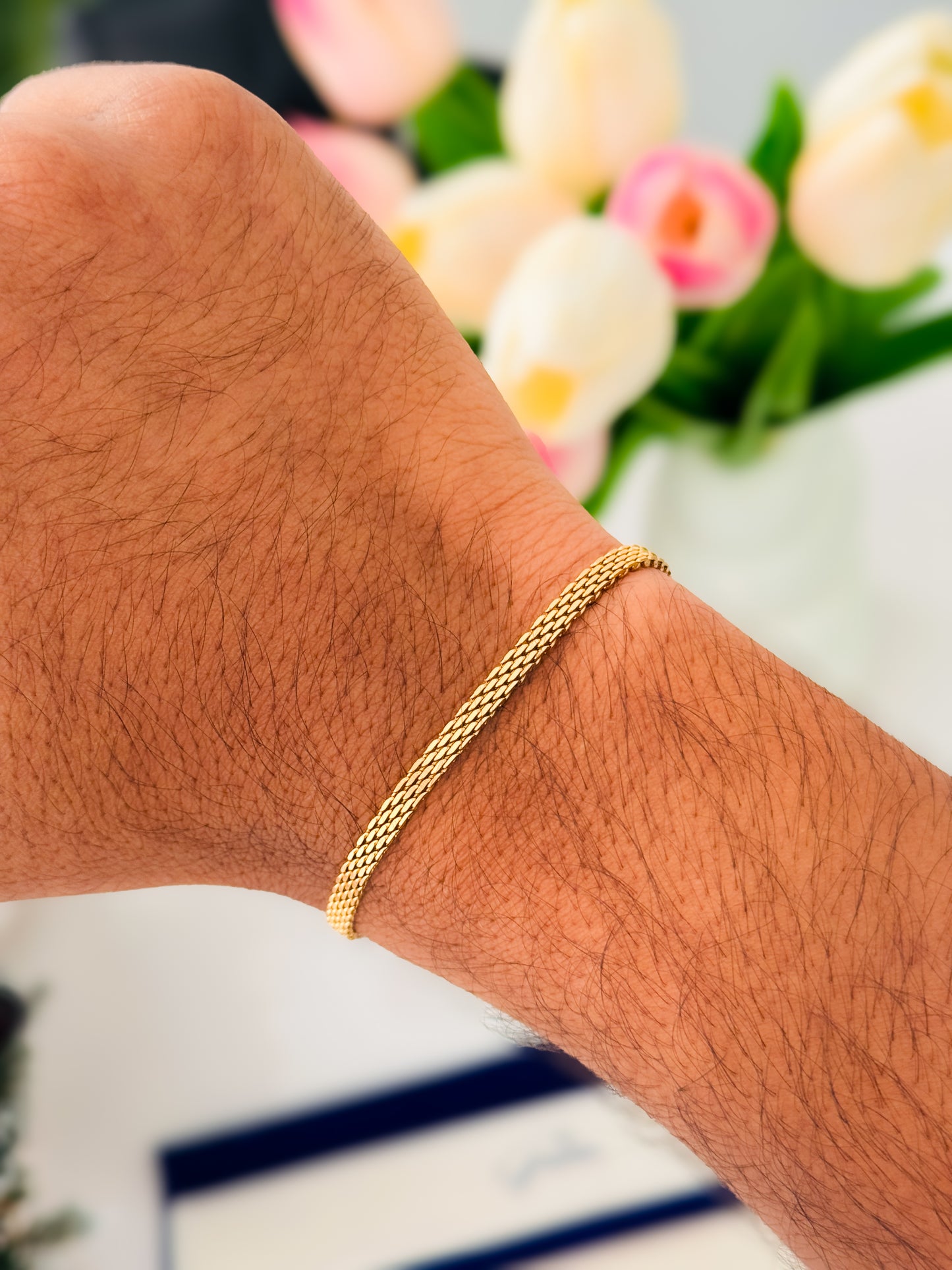 Glamon Astra Mesh Bracelet – Unisex Gold Coated Bracelet