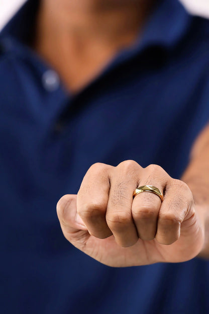 Glamon Prism Ring – Luxury Gold Coated Ring for Men Premium 316L Stainless Steel Waterproof