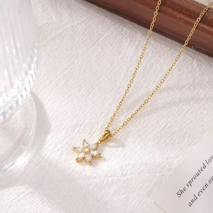 Golden Blossom Flower Necklace for Women | Gold Coated Waterproof Crystal Pendant Necklace