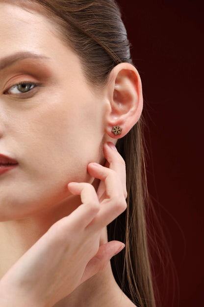 Glamon Snowflake Luxe Earrings – Gold Coated Minimal Crystal Stud Earrings for Women Sri Lanka