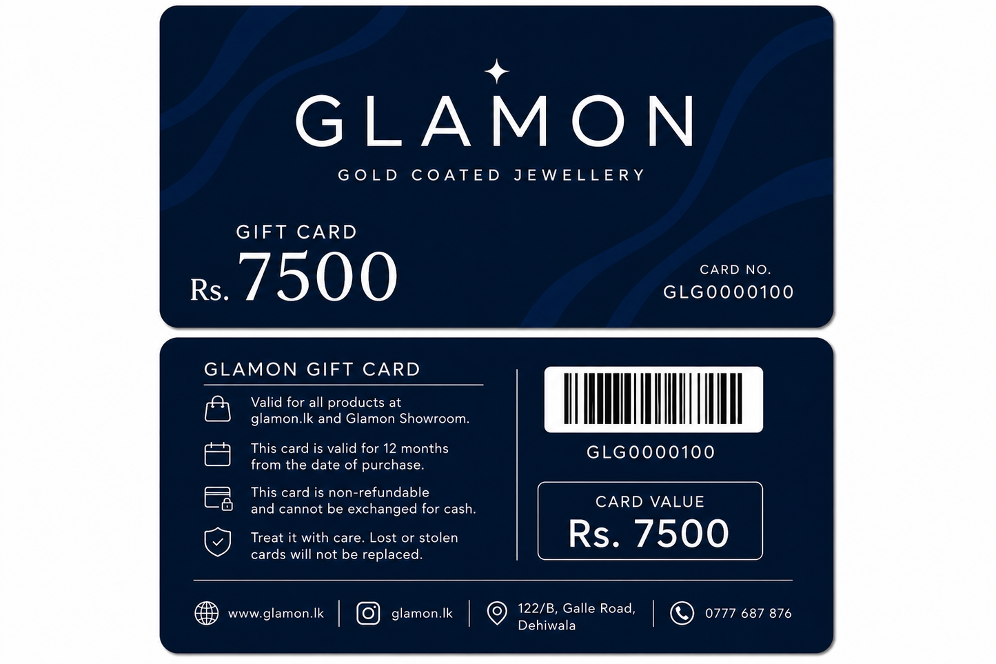 Glamon Gift Card Rs. 7,500 | Premium Jewellery Gift Voucher Sri Lanka