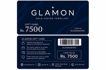 Glamon Gift Card Rs. 7,500 | Premium Jewellery Gift Voucher Sri Lanka