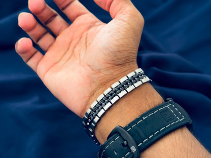 Glamon Titan Weave Bracelet – Dual Tone Silver