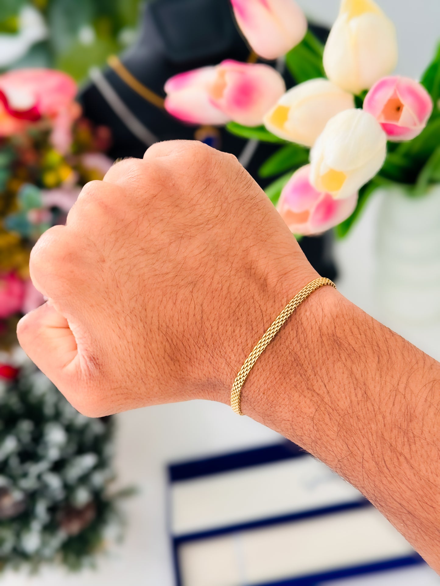 Glamon Astra Mesh Bracelet – Unisex Gold Coated Bracelet