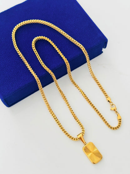 Glamon Solaris Necklace – Premium Gold Coated Pendant with 3mm Franco Chain for Men | Waterproof Stainless Steel