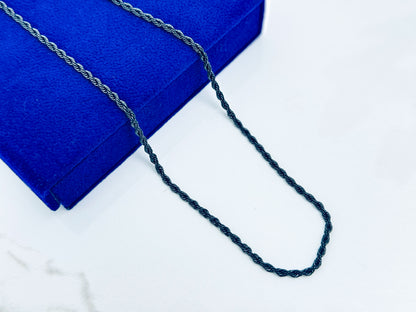 Glamon 3mm Black Rope Chain Necklace for Men – Premium 316L Stainless Steel Twisted Chain