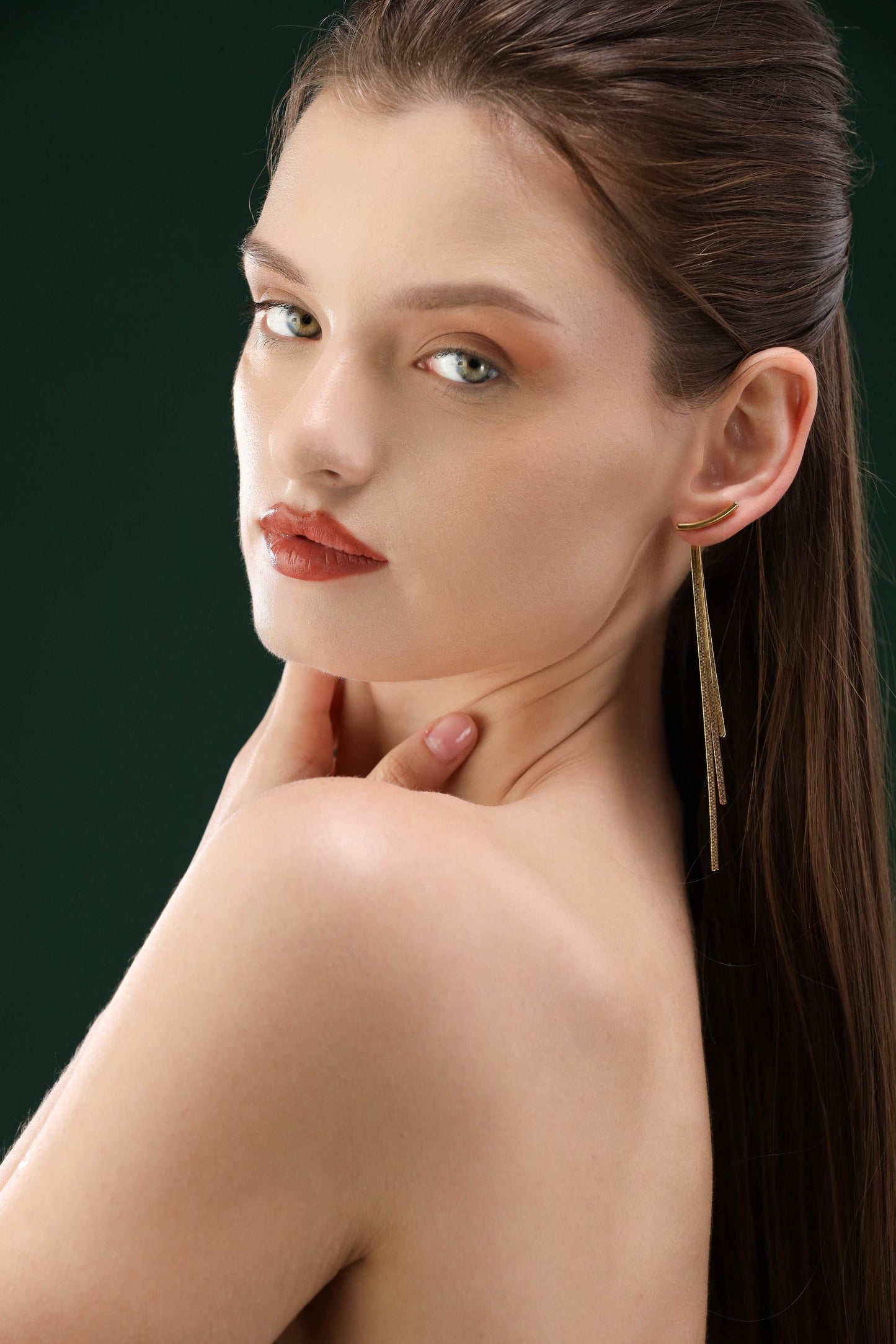 Glamon Golden Drip Earrings – Gold Coated Long Chain Drop Earrings for Women Sri Lanka