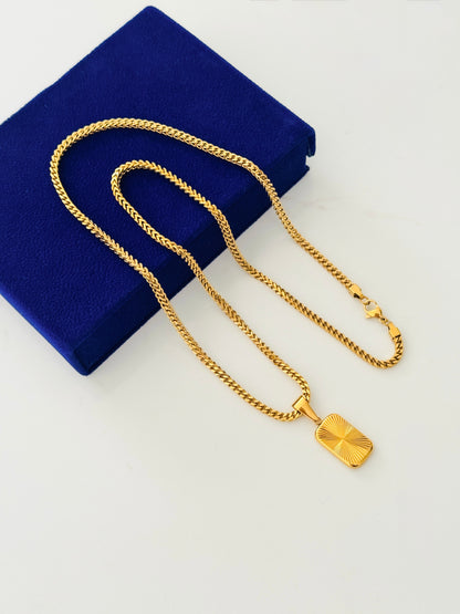 Glamon Solaris Necklace – Premium Gold Coated Pendant with 3mm Franco Chain for Men | Waterproof Stainless Steel