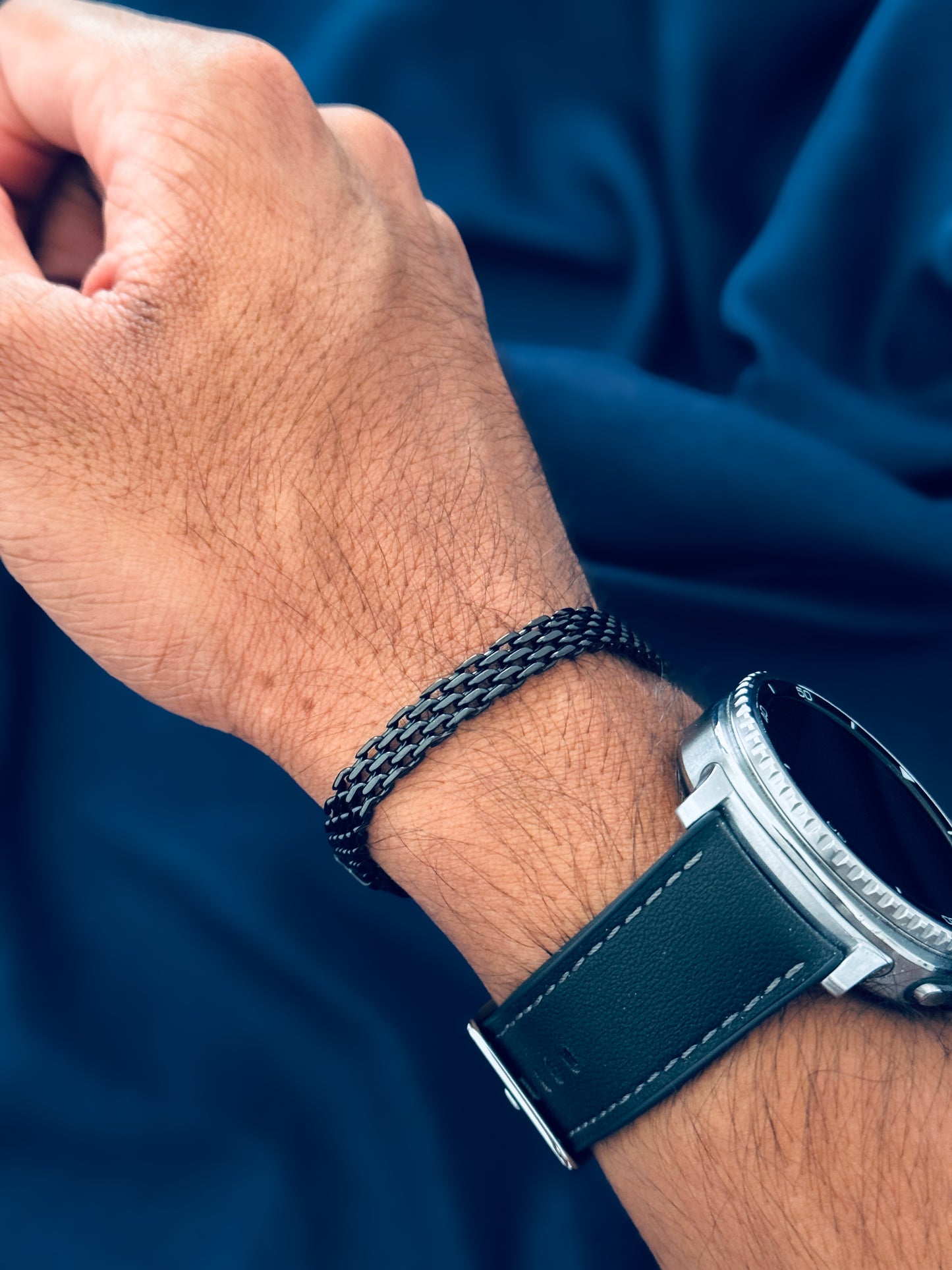 Glamon Astra Mesh Bracelet – 6mm Black Stainless Steel Bracelet for Men | Waterproof & High Quality