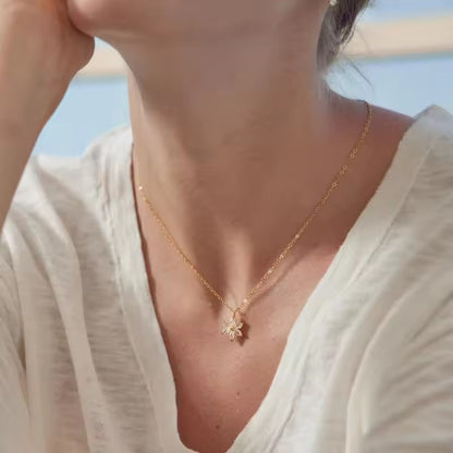 Golden Blossom Flower Necklace for Women | Gold Coated Waterproof Crystal Pendant Necklace