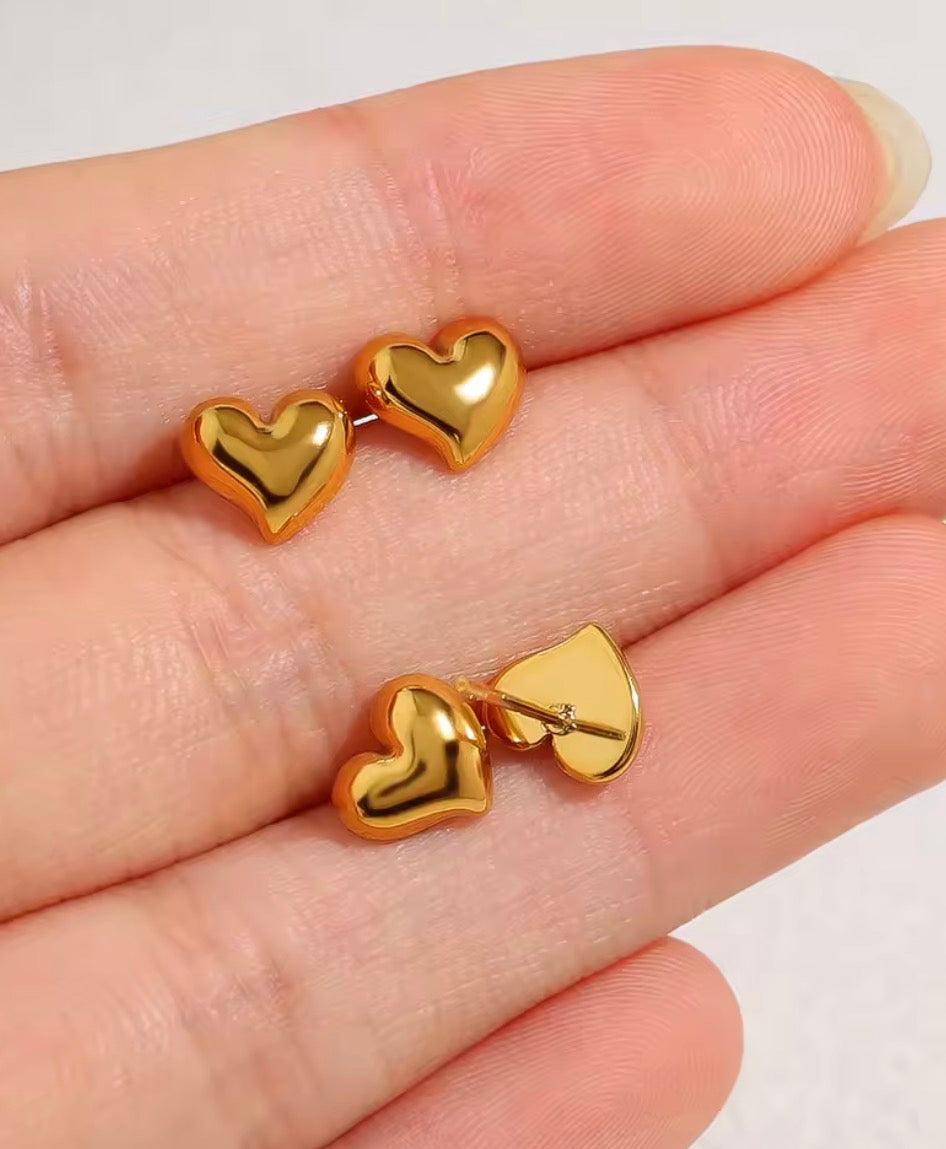 Glamon Mini Love Stud Earrings – Gold Heart Studs for Women Sri Lanka