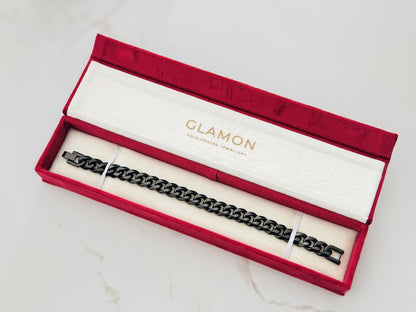 Glamon 8mm Black Cuban Link Bracelet for Men – Premium 316L Stainless Steel Waterproof Luxury Men’s Bracelet | Gift for Boyfriend