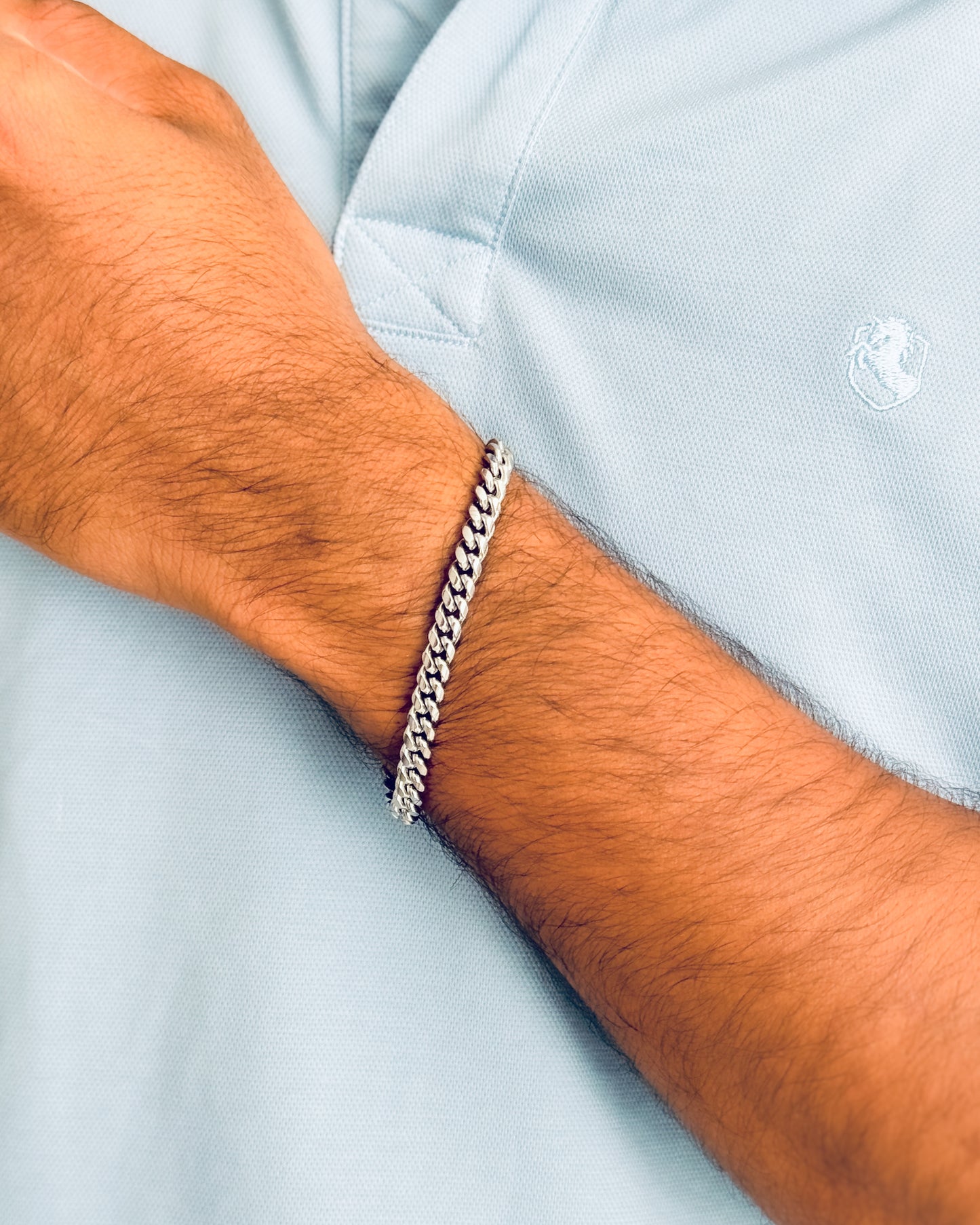 Glamon 5mm Silver Cuban Link Bracelet for Men High Polish Waterproof Premium Stainless Steel Luxury Chain Bracelet | Gift for Him