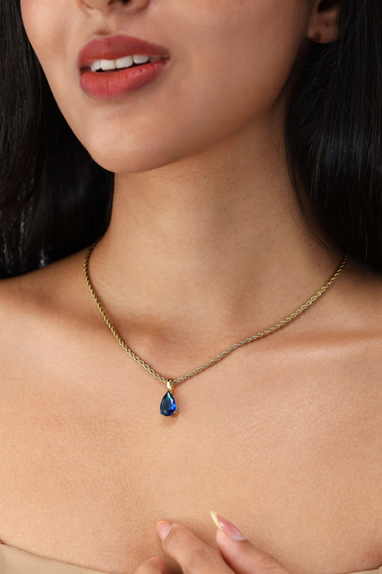 Elegant Birthstone Necklace Gold Coated – Rope Chain Jewelry Gift for Her Sri Lanka