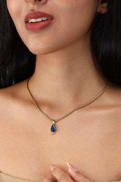 Elegant Birthstone Necklace Gold Coated – Rope Chain Jewelry Gift for Her Sri Lanka