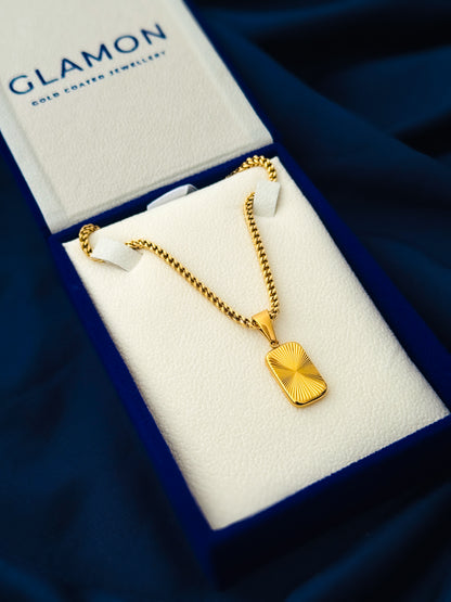 Glamon Solaris Necklace – Premium Gold Coated Pendant with 3mm Franco Chain for Men | Waterproof Stainless Steel