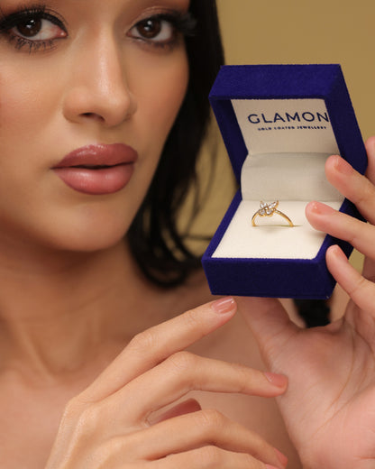 Glamon Golden Wings Ring for Women – Adjustable Gold Stainless Steel Ring High Quality Jewelry Gift