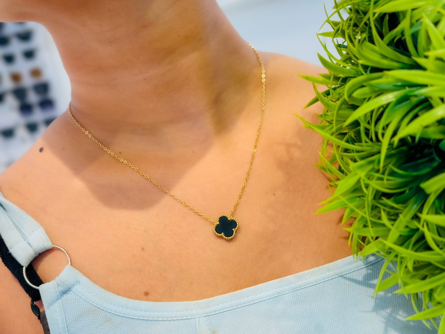 Glamon Lucky Leaf Necklace for Girls - Gold Plated, Waterproof Stainless Steel Jewelry