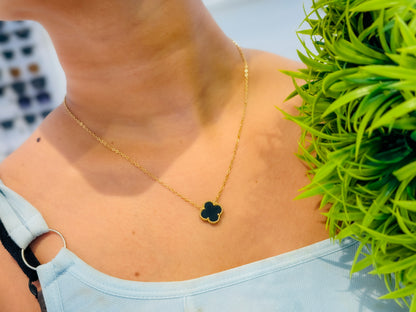 Glamon Lucky Leaf Necklace for Girls - Gold Plated, Waterproof Stainless Steel Jewelry