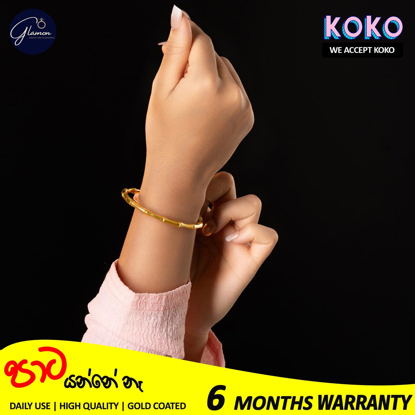 Glamon Bamboo bliss bangle Gold Coated High Quality Bracelet Bangle For Women