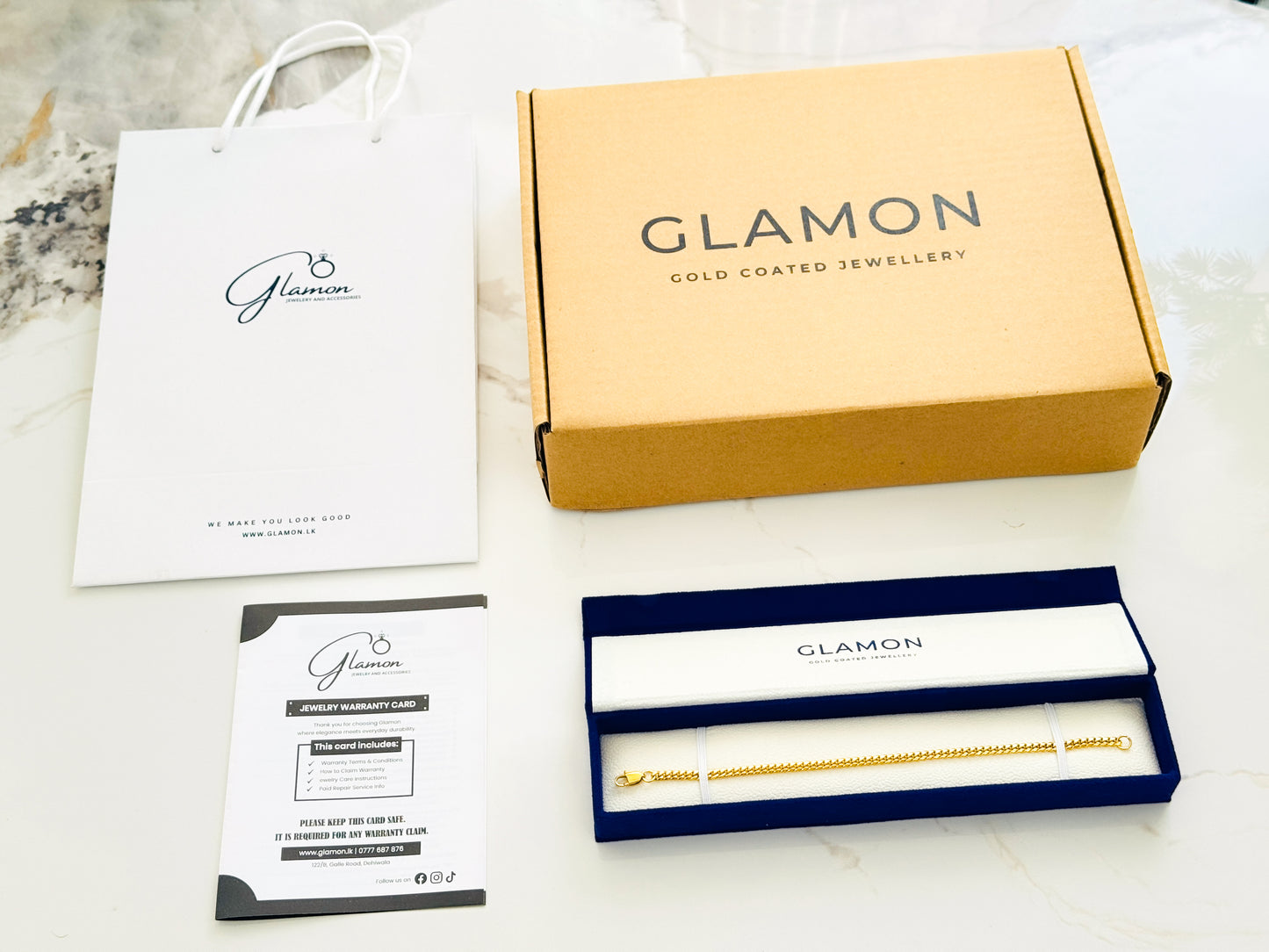 Glamon 4mm Gold Coated Cuban Link Chain Bracelet – Premium Men’s Jewelry